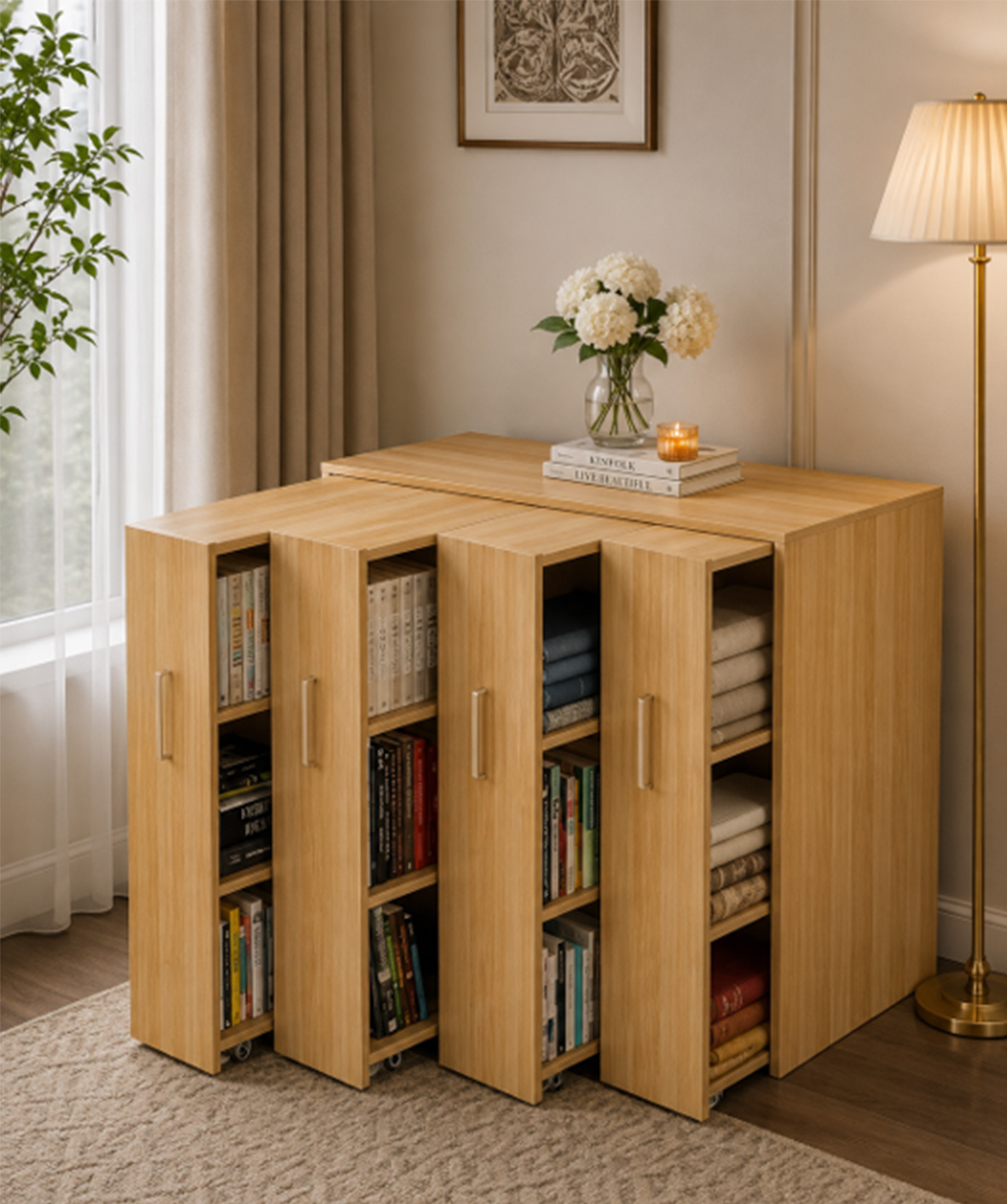 ROLLING STORAGE BOOKCASE