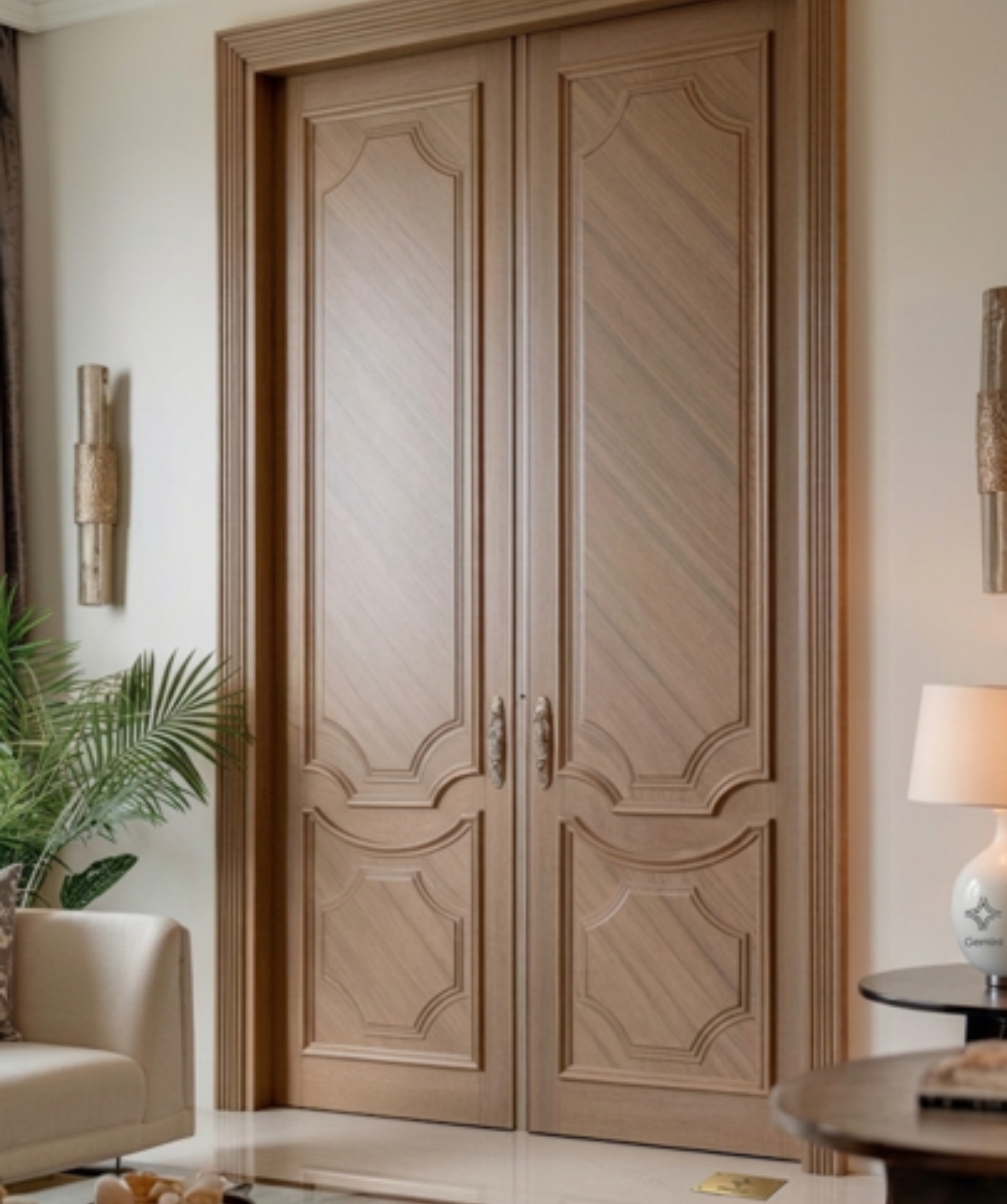 Chevron Inlay Double Doors